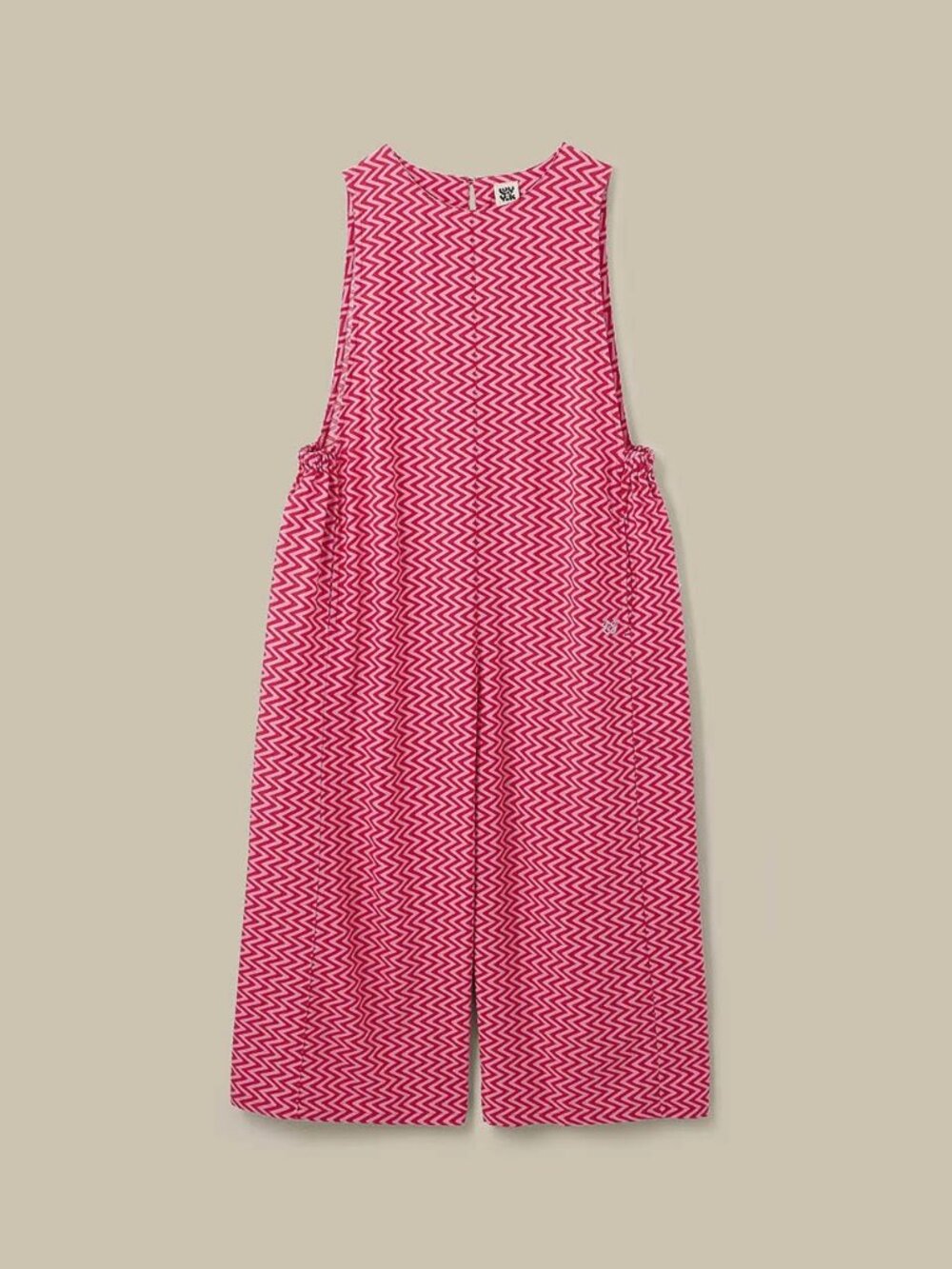 NWT Lucy & Yak Tilda Jumpsuit Pink Zig Zag UK 16 US 12 Sold Out Online - Picture 4 of 4